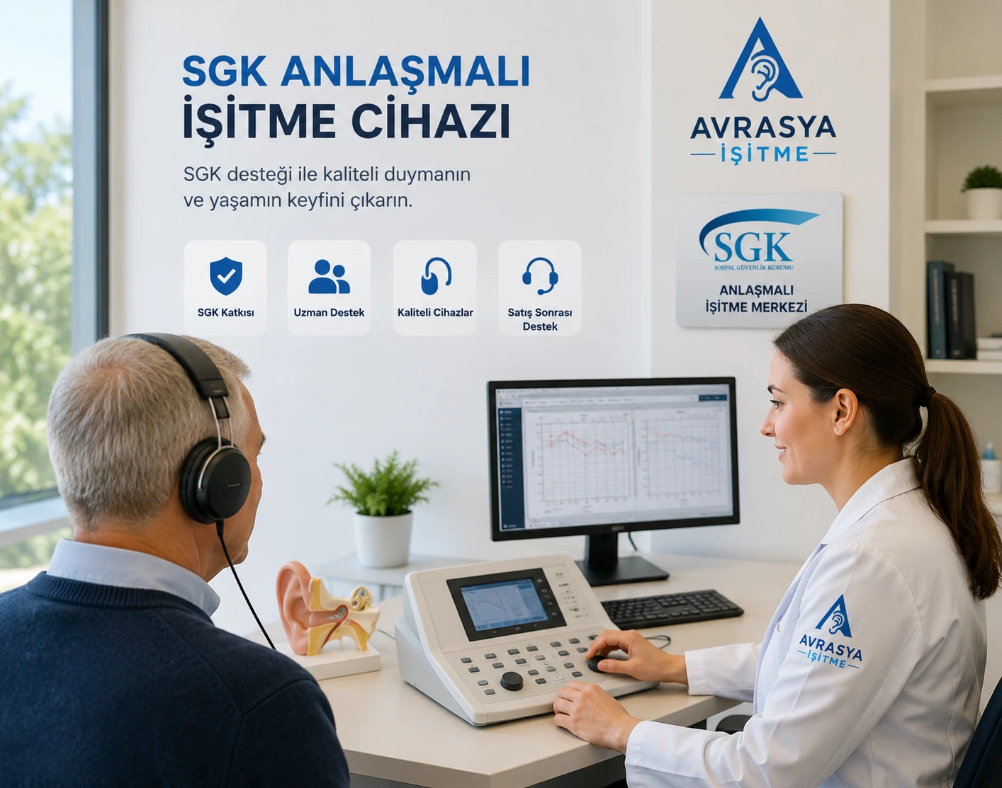SGK anlaşmalı işitme merkezinde odyometrist eşliğinde işitme cihazı değerlendirmesi